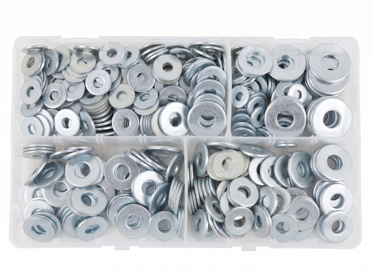 1000pc Assorted Flat Washers Box - Table 3, 3/16 to 3/8 Inch