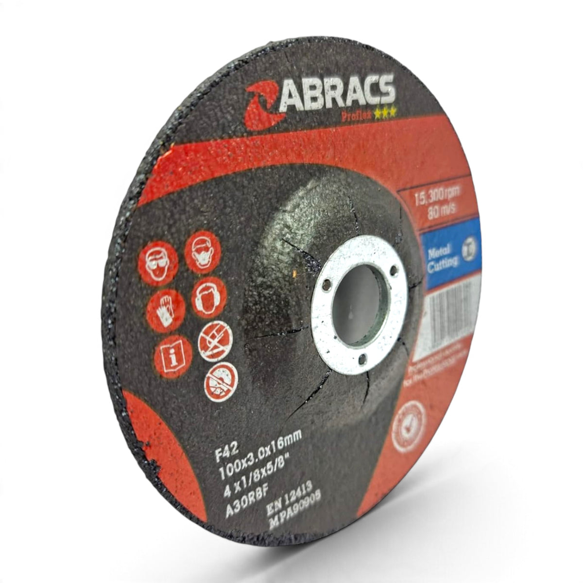 100mm x 3mm Metal Cutting Disc (4") - Abracs Depressed Centre
