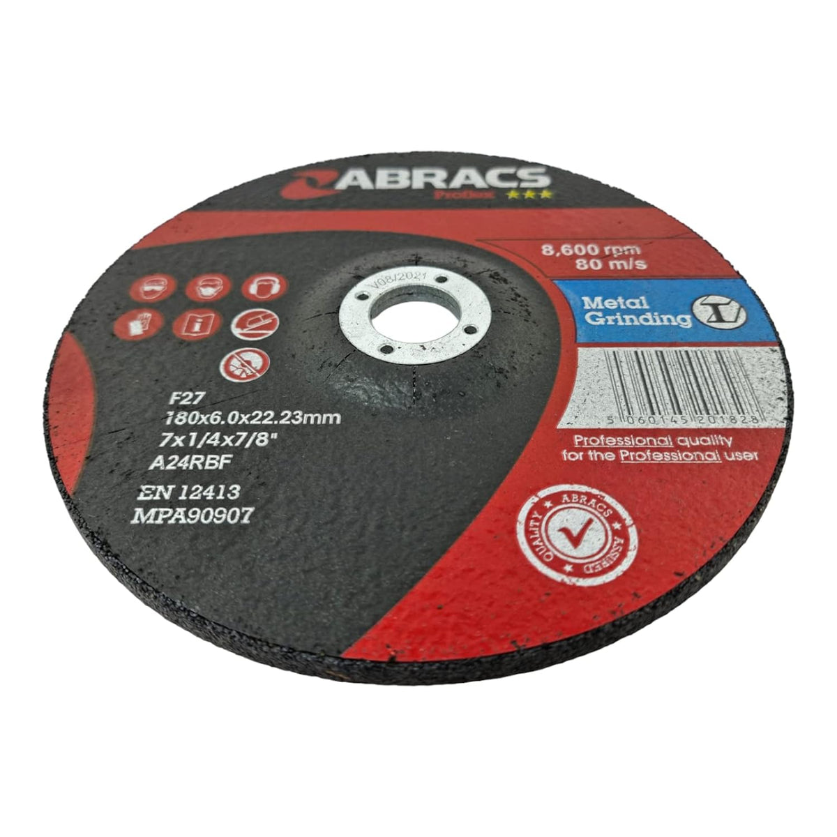 180mm x 6mm Metal Grinding Disc (7") - Abracs Proflex DPC