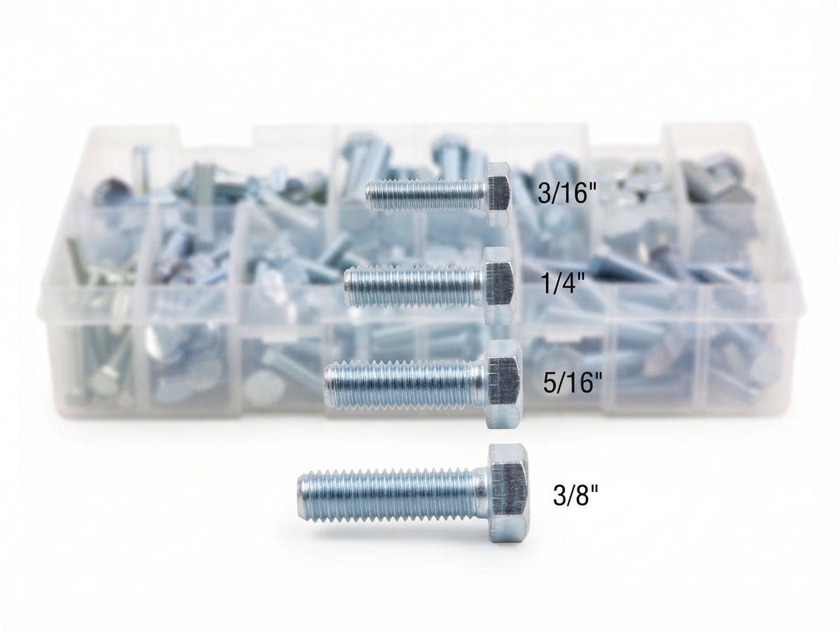 150pc Assorted Setscrews Box - M5 to M10, BZP DIN 933