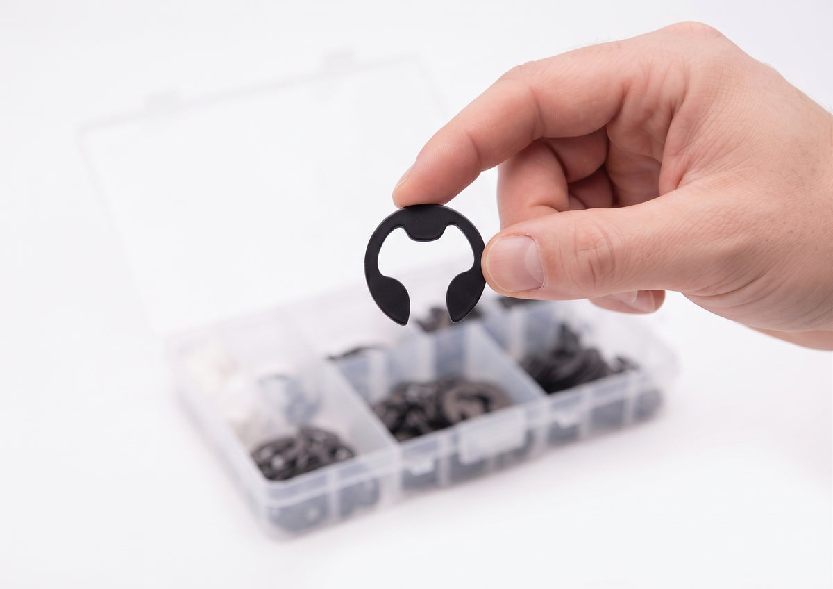 600pc Assorted E-Clips Box - E-Rings, 1.6mm to 22.2mm