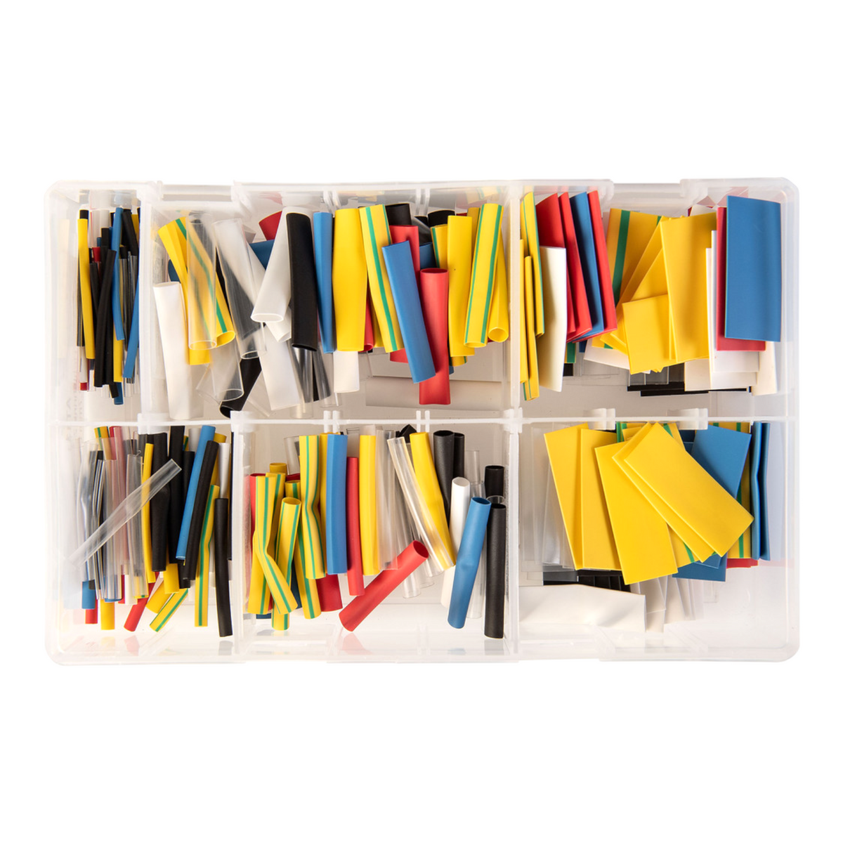 300pc Assorted Heat Shrink Tubing Box - Coloured 2:1, 1.6mm to 12.7mm