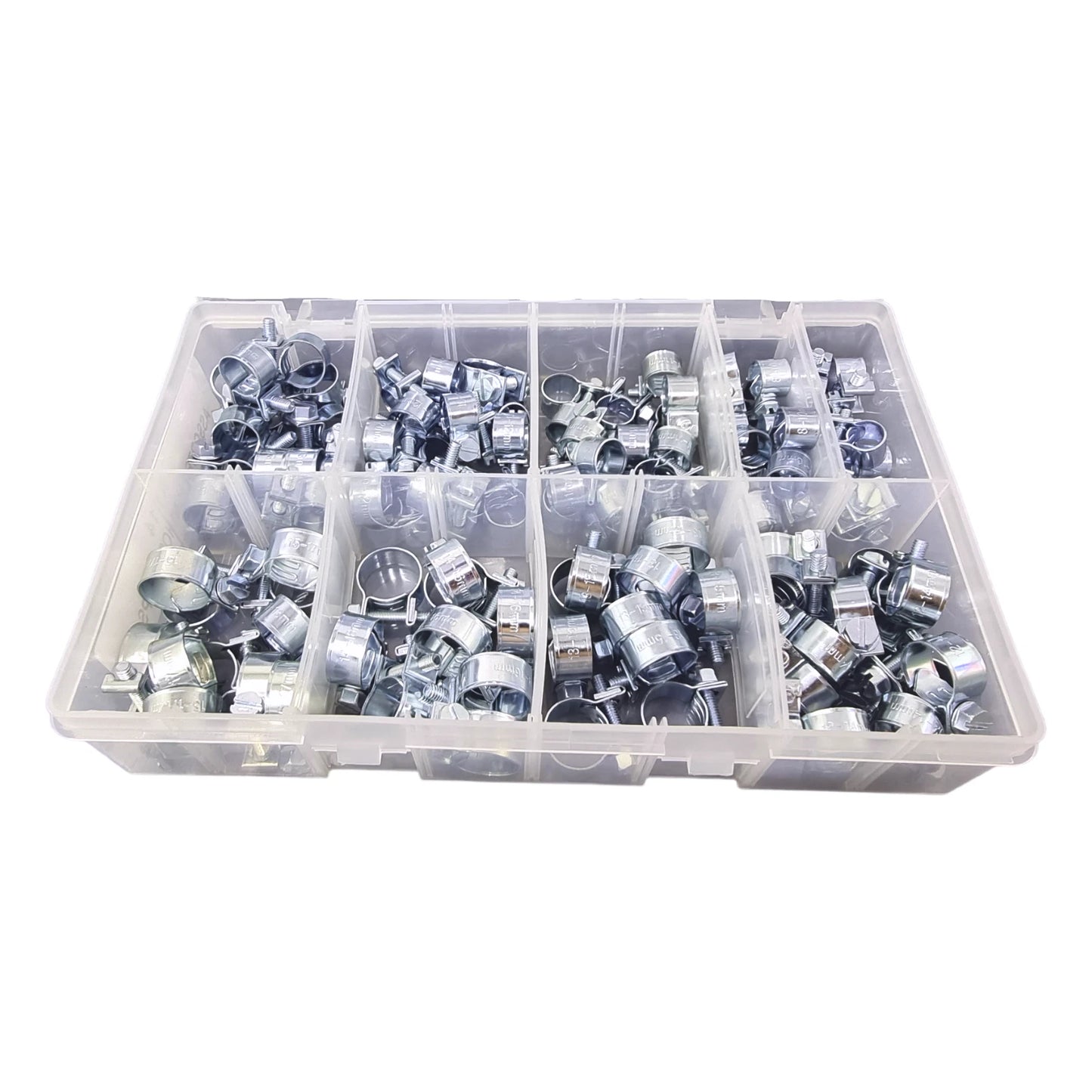 110Pcs Assorted Box of Mini Hose Clips 7 - 17mm Clamps Jubilee Hose Clip Clamp
