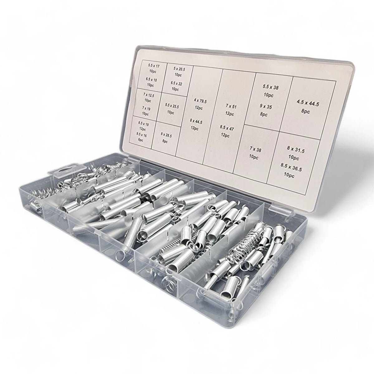 200pc Assorted Springs Box - Extension & Compression, Spring Steel