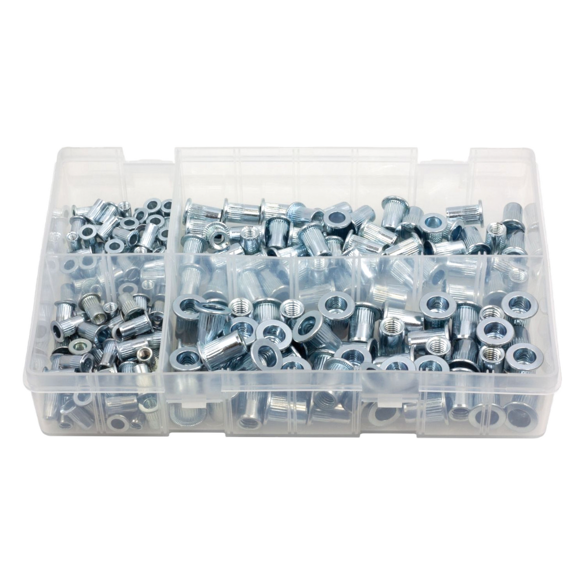 200pc Assorted Rivet Nuts Box - Flanged Nutserts, M4 to M8