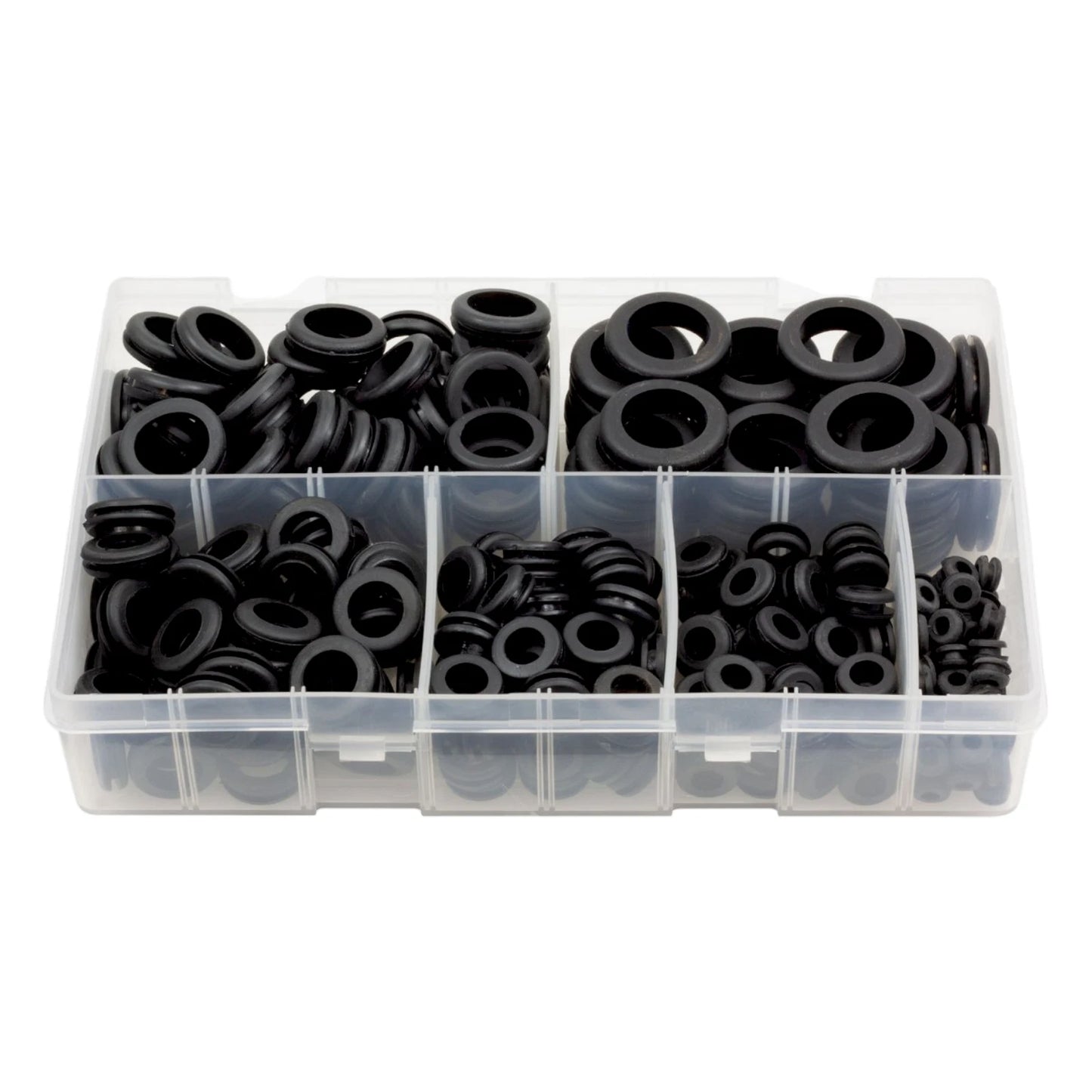 280Pcs Assorted Box of Wiring Grommets – Open Rubber Grommets 6mm–25mm | 280x Wiring Grommets