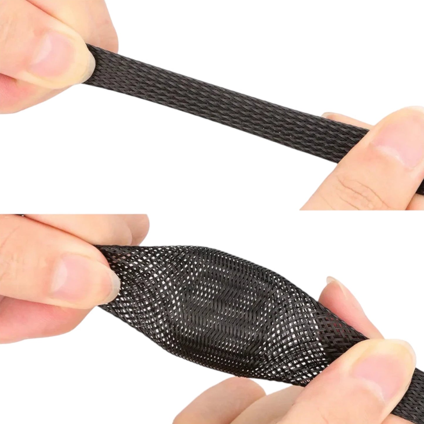 Expandable Braided Cable Sleeving – Flexible Wire Harness Protection | Black Polyester Braided Sleeving