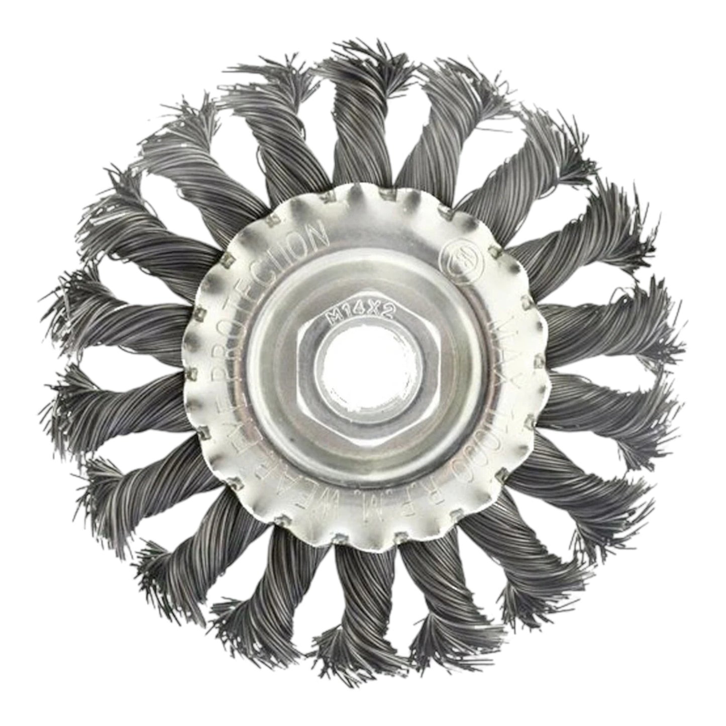 Twist Knot Wire Wheel – 115mm | M14 Thread | Heavy-Duty Bevel Wheel for Rust, Paint & Weld Cleaning