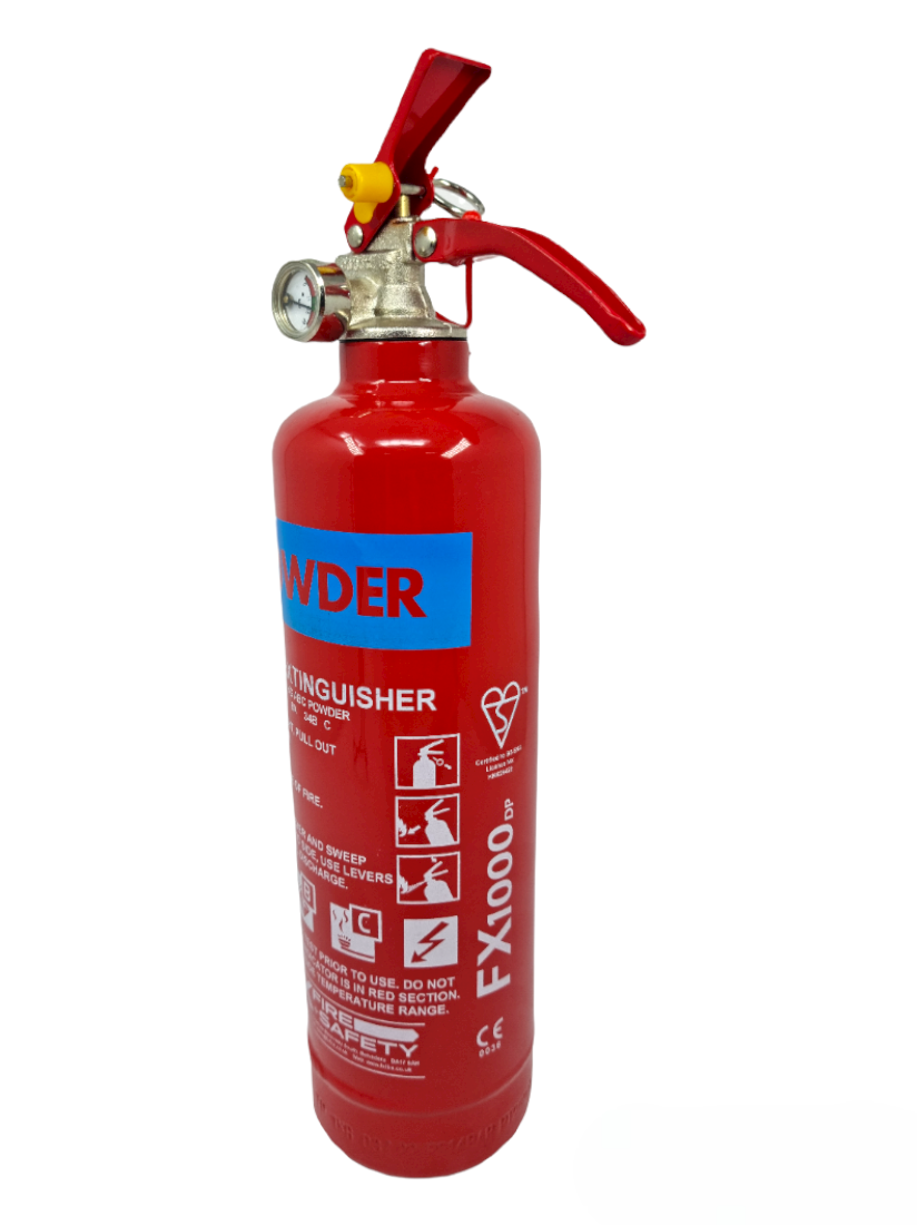 1kg ABC Dry Powder Fire Extinguisher BSI Kitemarked – EN3 Certified With Gauge & Mounting Bracket For Home, Office, Car & Kitchen