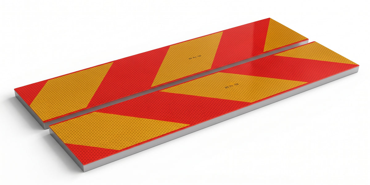 2x Universal Rear Marker Board Type 2/3 Aluminium Backed 700mm x 140mm HGV Pair