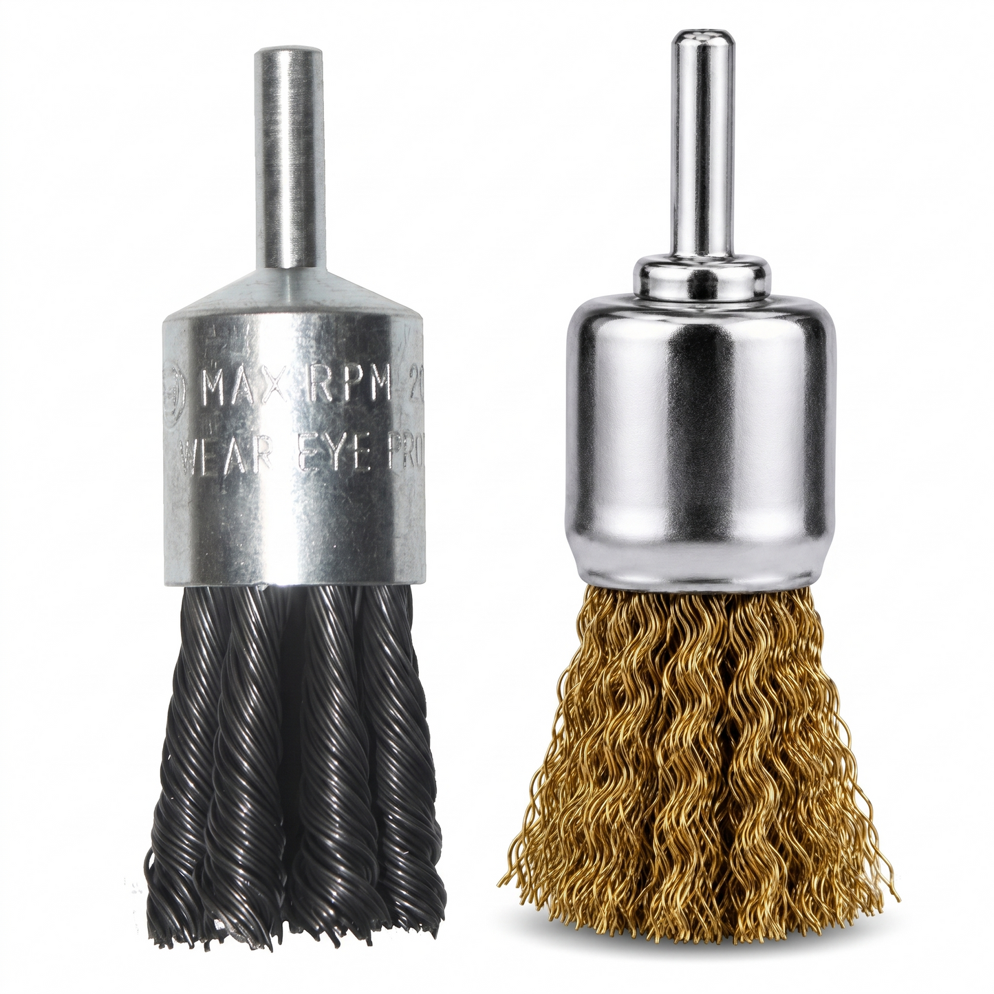 Spindle Mounted Wire Wheel Brush — Drill, 6mm Shank, Crimped or Twist-Knot