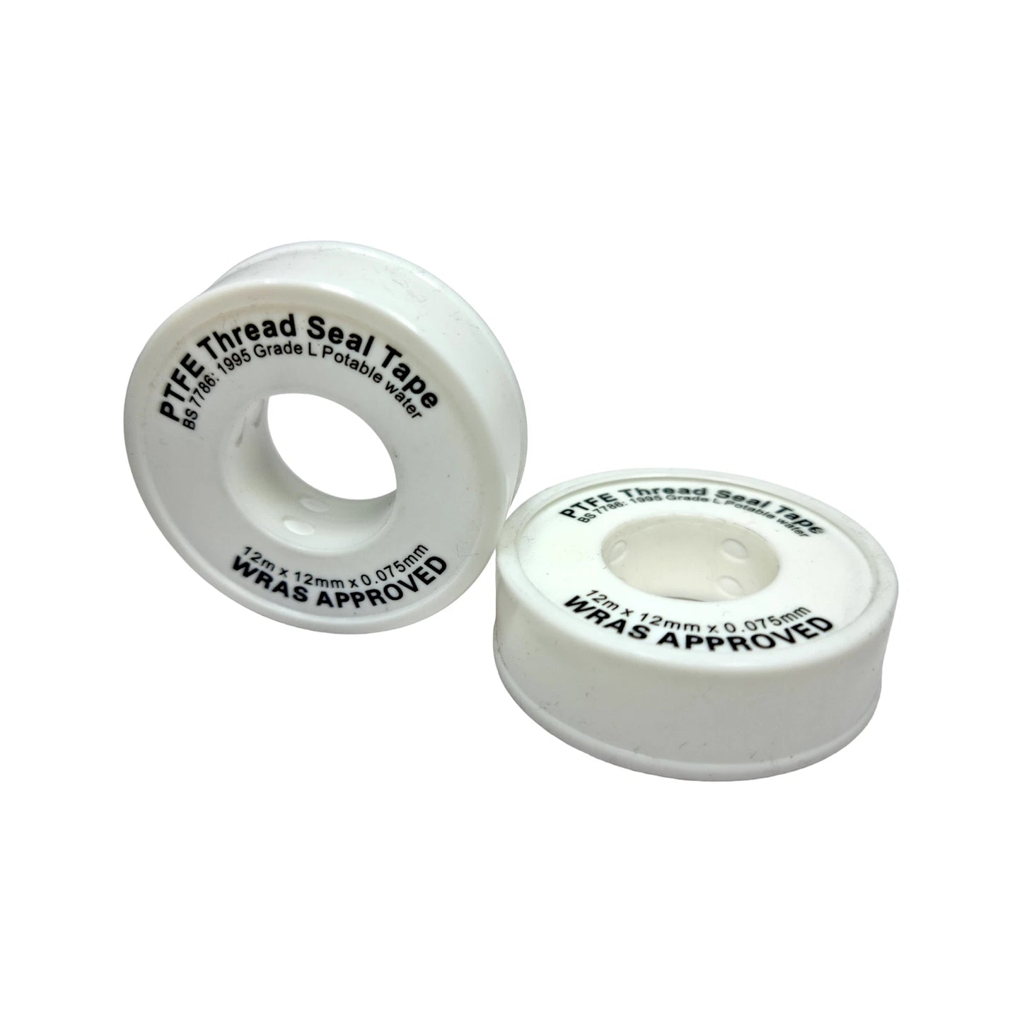 PTFE Thread Seal Tape (Water) – White WRAS-Approved Plumbers Tape 12mm x 12m