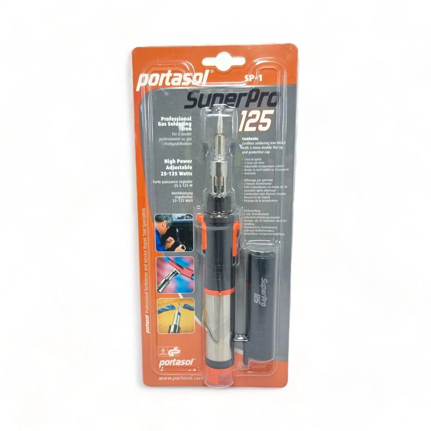 Portasol Super Pro 125 Gas Soldering Iron 25-125 Watts Cordless 2.4mm Double Tip