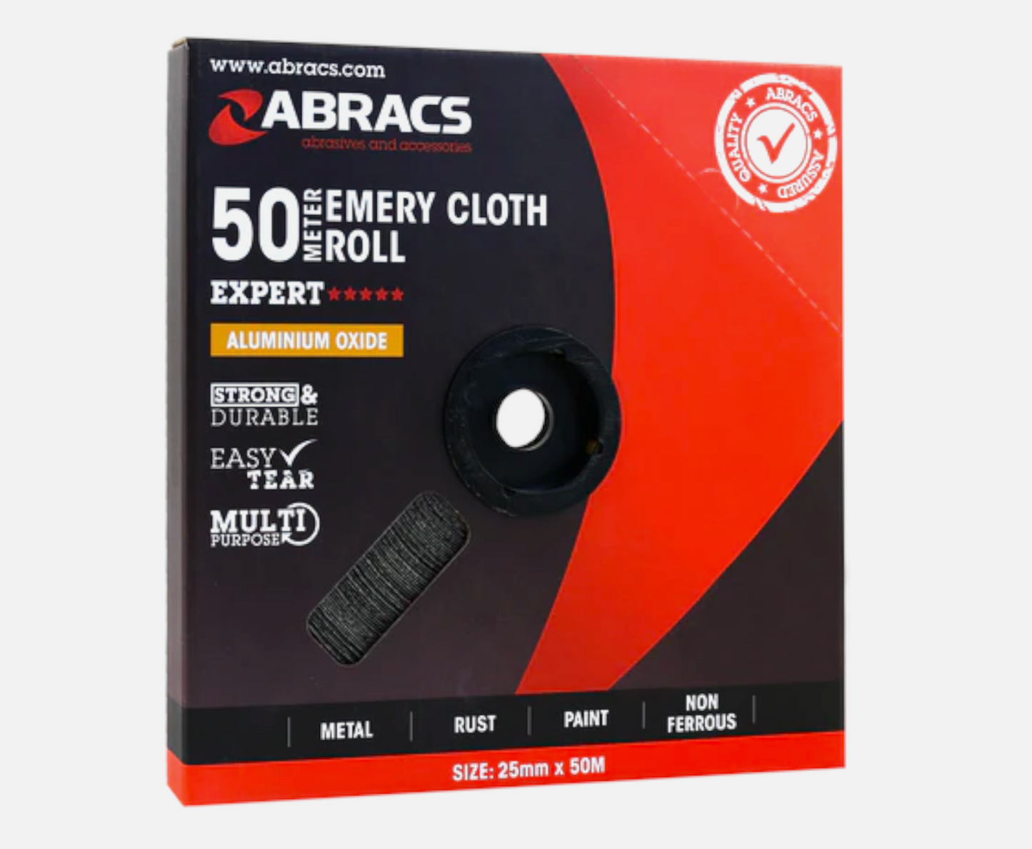 Emery Cloth Roll – Abracs Aluminium Oxide (Choose Grit & Length) | 25mm Wide | Fine, Medium & Coarse Grits
