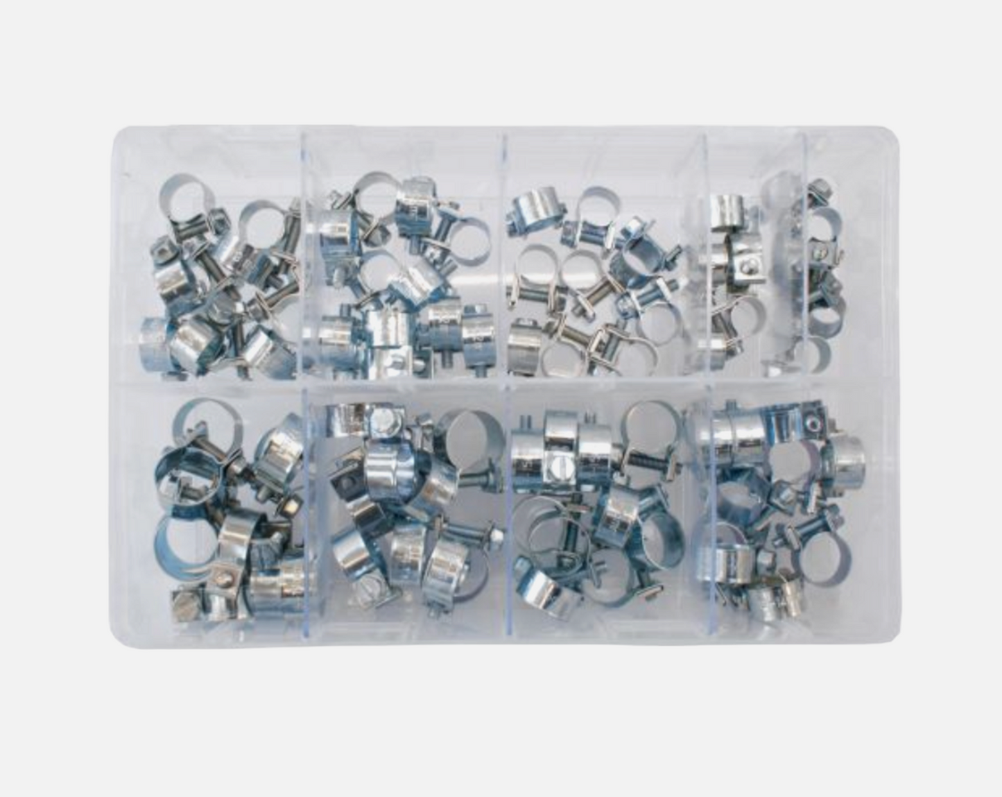 75pcs Assorted Box of Stainless Steel Mini Hose Clips – Jubilee Clips 7–17mm | Stainless Mini Hose Clips