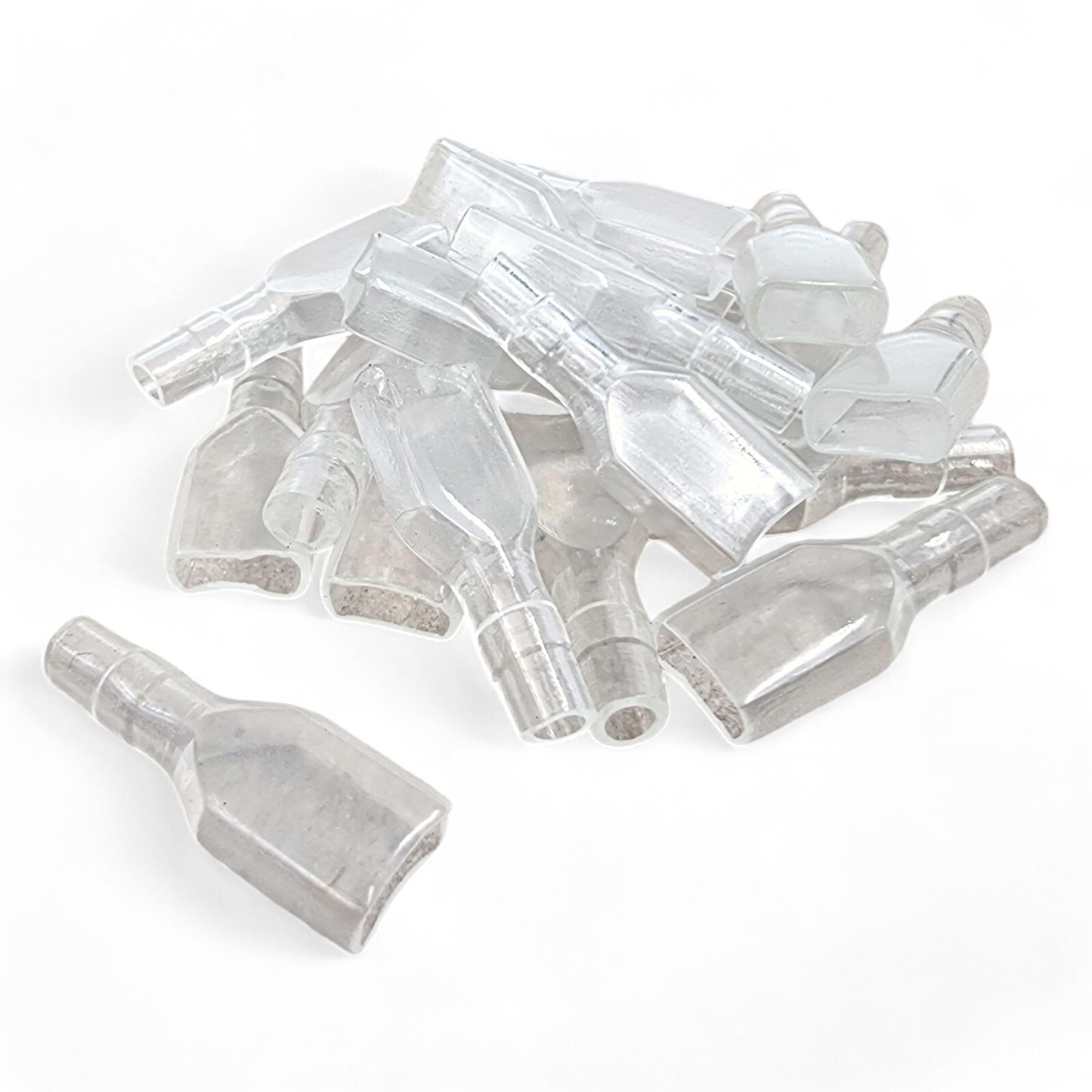 Uninsulated Female Spade Terminals 6.3mm + Clear PVC Sleeves – 1.5mm²–2.5mm Cable Crimp Connectors