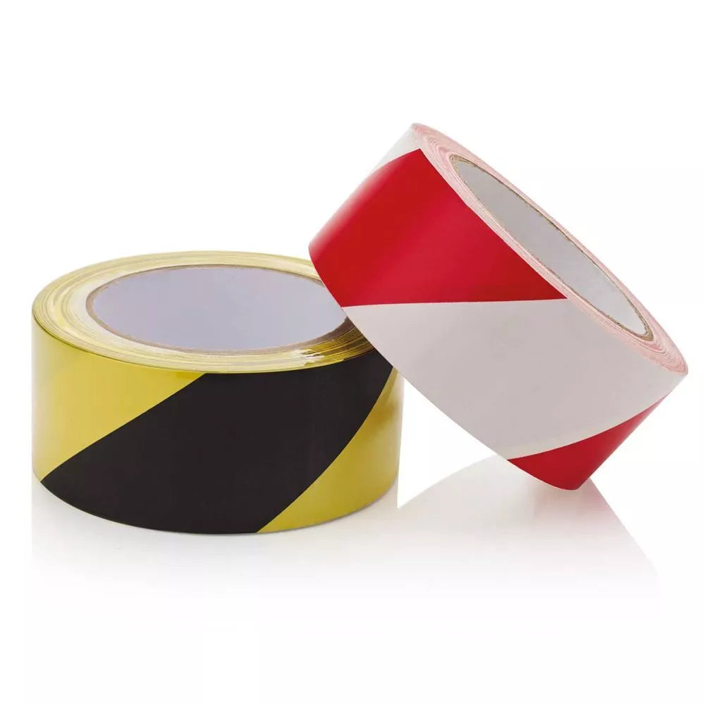 Hazard Warning Tape - (Black & Yellow + Red & White)