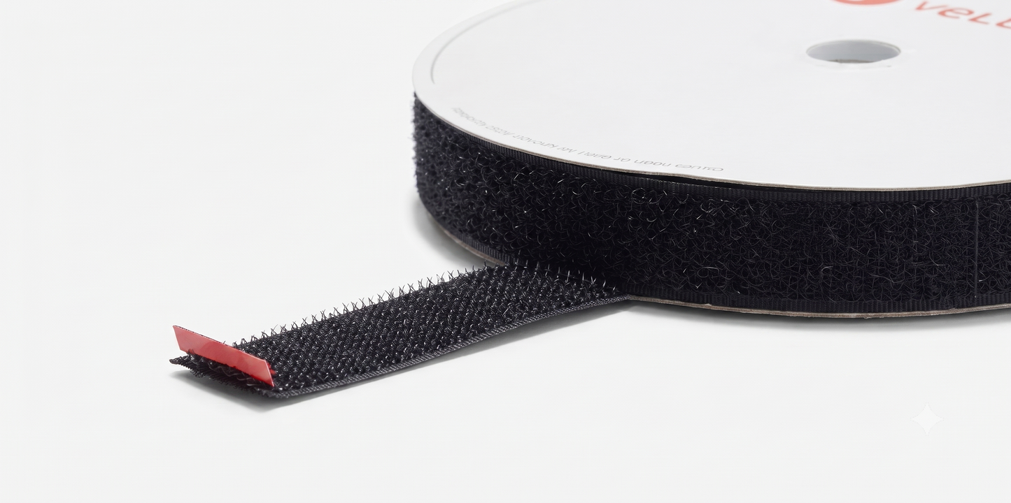 VELCRO® Brand Stick On Tape – Self-Adhesive Hook & Loop 20mm, Black