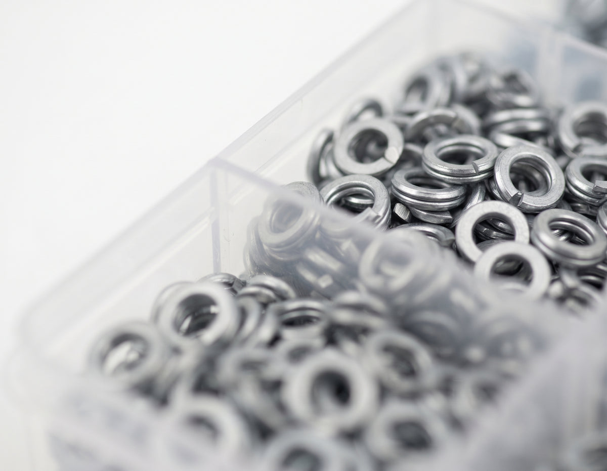 1000pc Assorted Spring Washers Box - Split Lock, 3/16 to 3/8 Inch