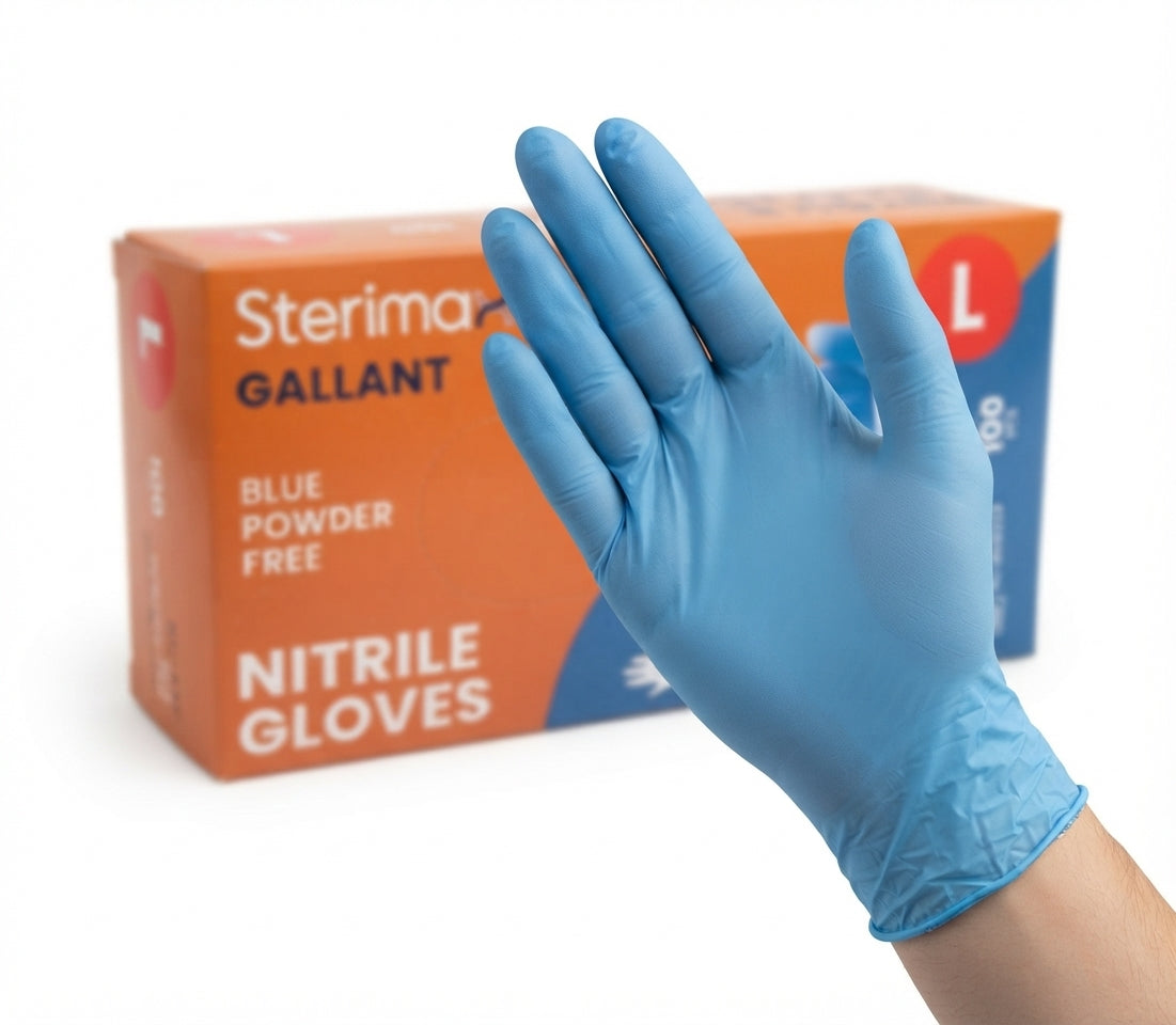 100 Blue Disposable Nitrile Gloves – Powder Free & Latex Free | S/M/L/XL | Box of 100