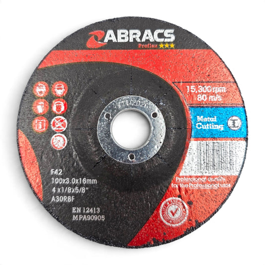 100mm x 3mm Metal Cutting Disc (4") - Abracs Depressed Centre