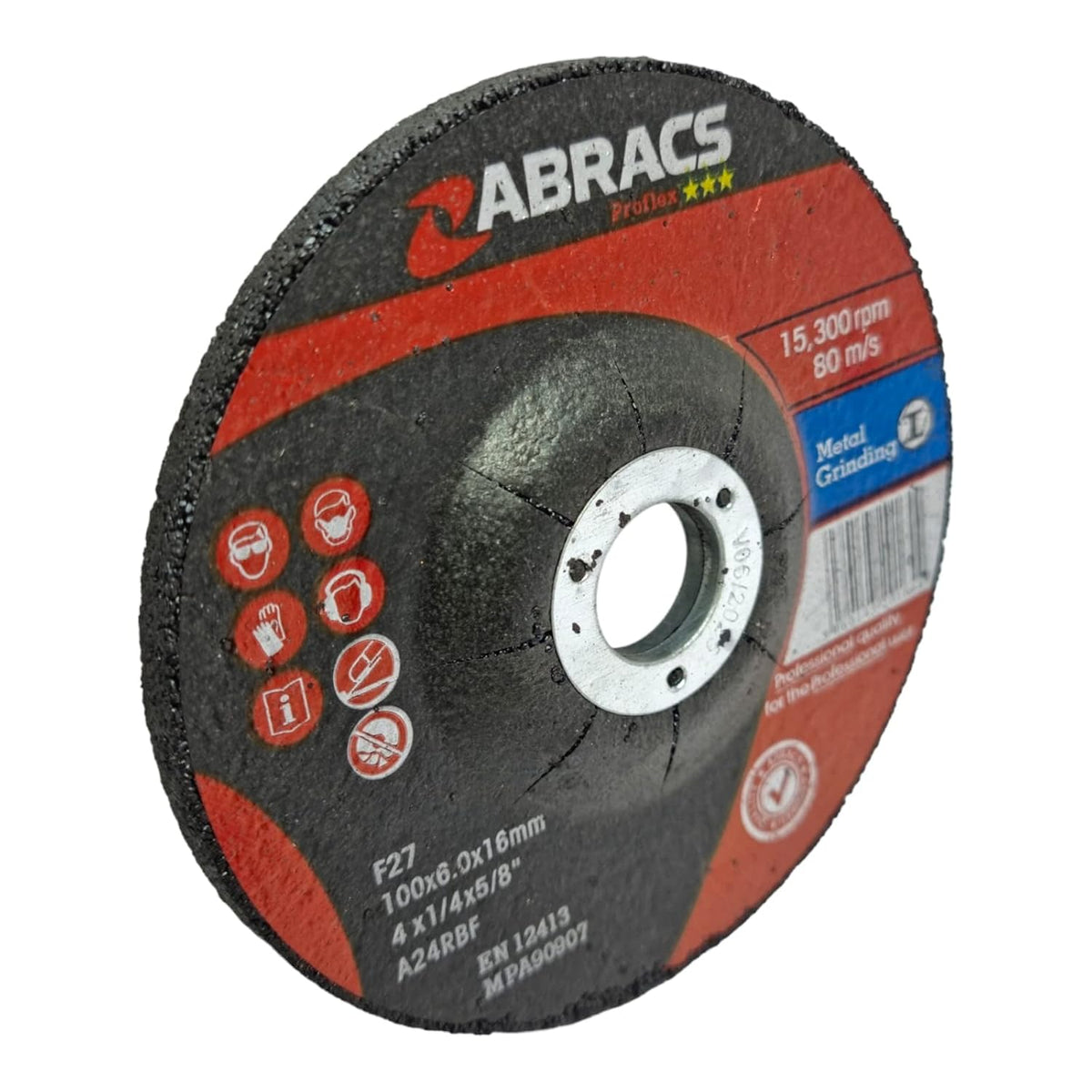 100mm x 6mm Metal Grinding Disc (4") - Abracs Depressed Centre