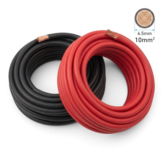 10mm² Flexible PVC Battery & Welding Cable - Red & Black (70A)