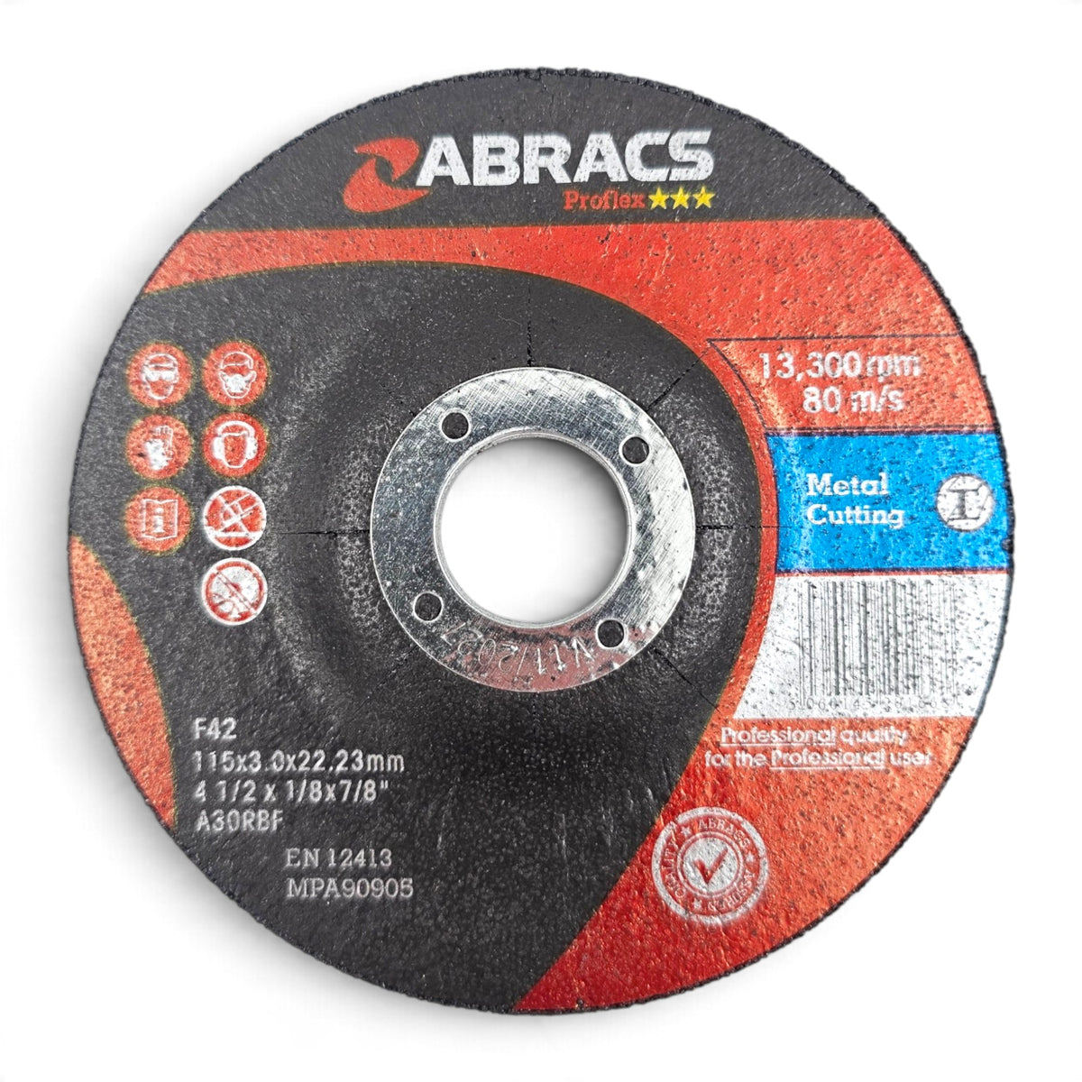 115mm x 3mm Metal Cutting Disc (4.5") — Abracs Depressed Centre