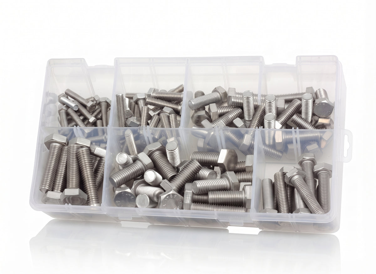 120pc Assorted A2 Stainless Setscrews Box - M5 to M10, DIN 933