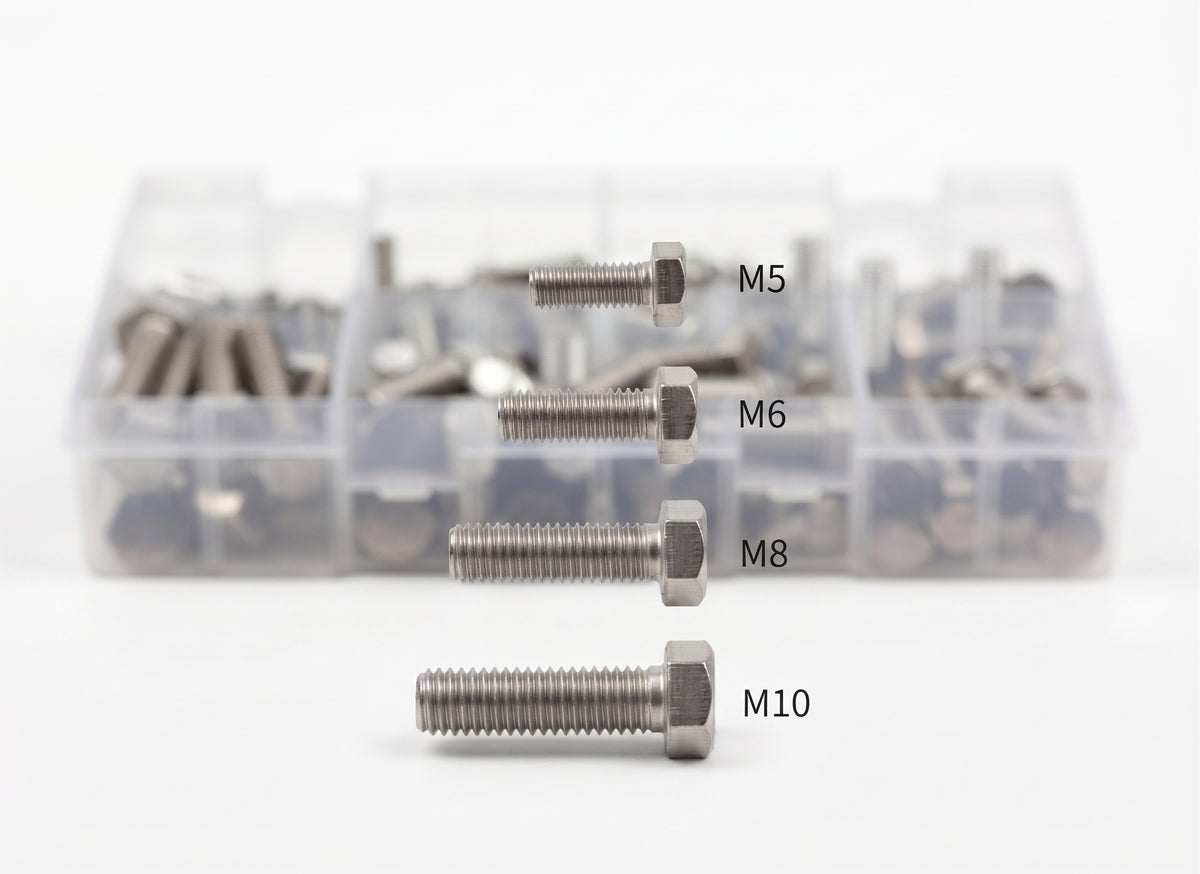 120pc Assorted A2 Stainless Setscrews Box - M5 to M10, DIN 933