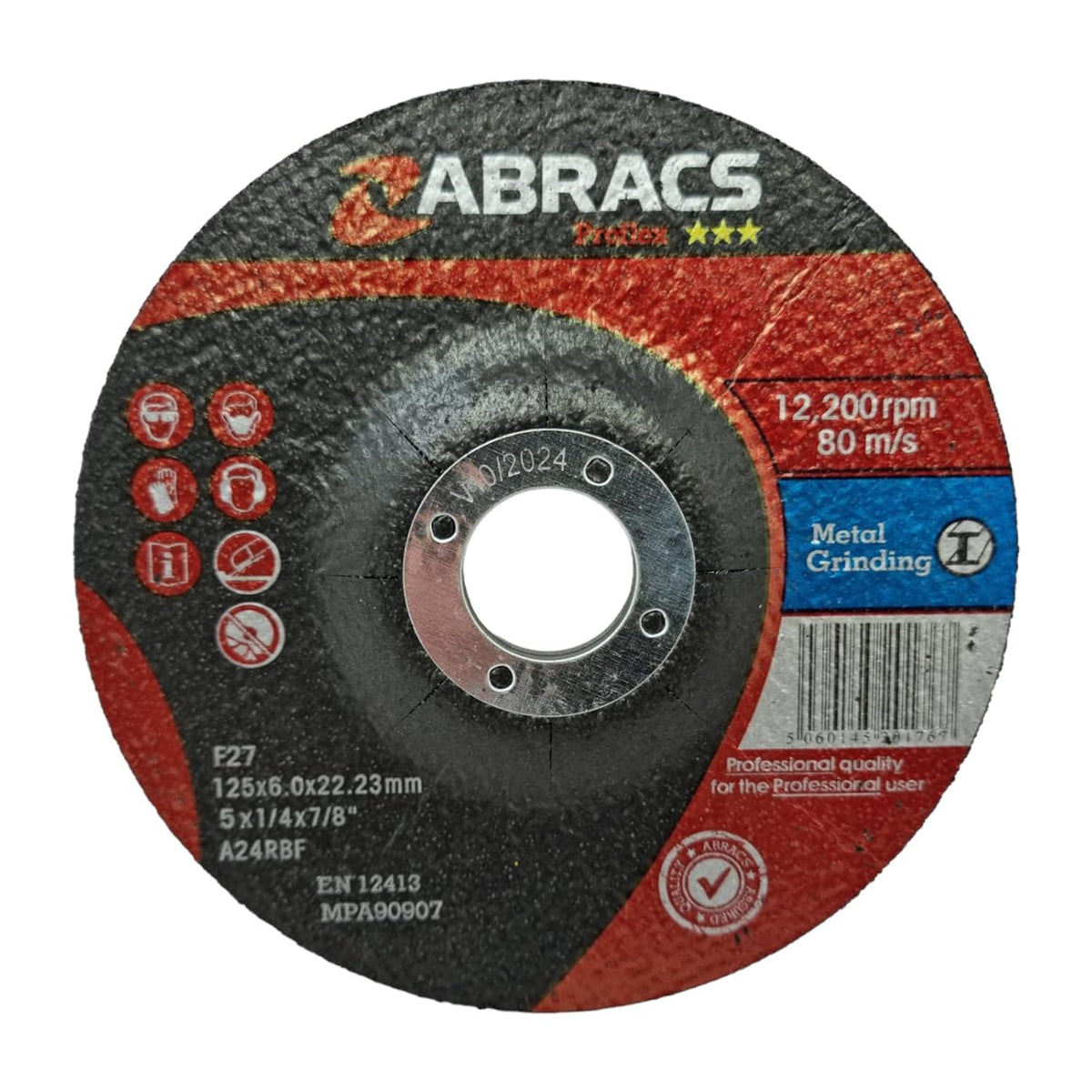 125mm x 6mm Metal Grinding Disc (5") - Abracs Proflex DPC