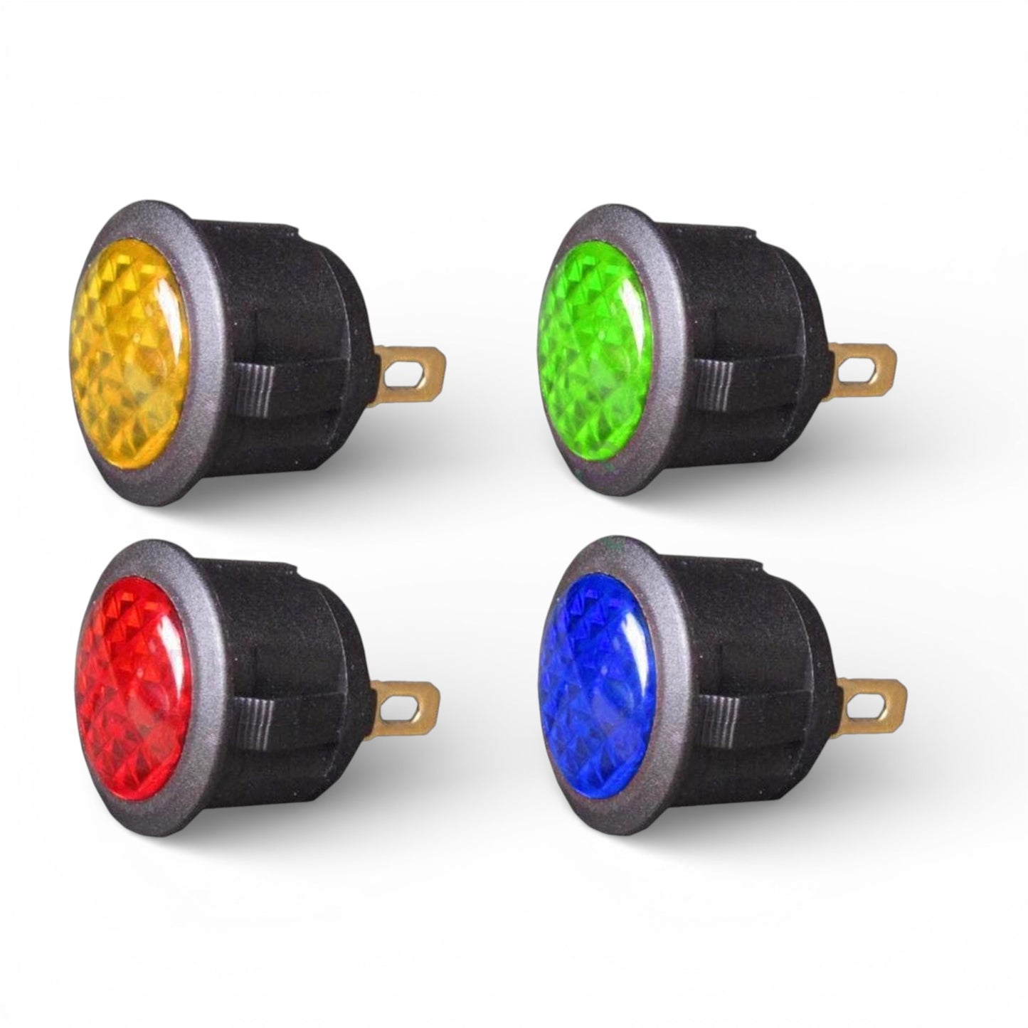 12V LED Round Warning Indicator Dash Light – Red, Amber, Green & Blue for Battery / Oil | LED Warning Lights