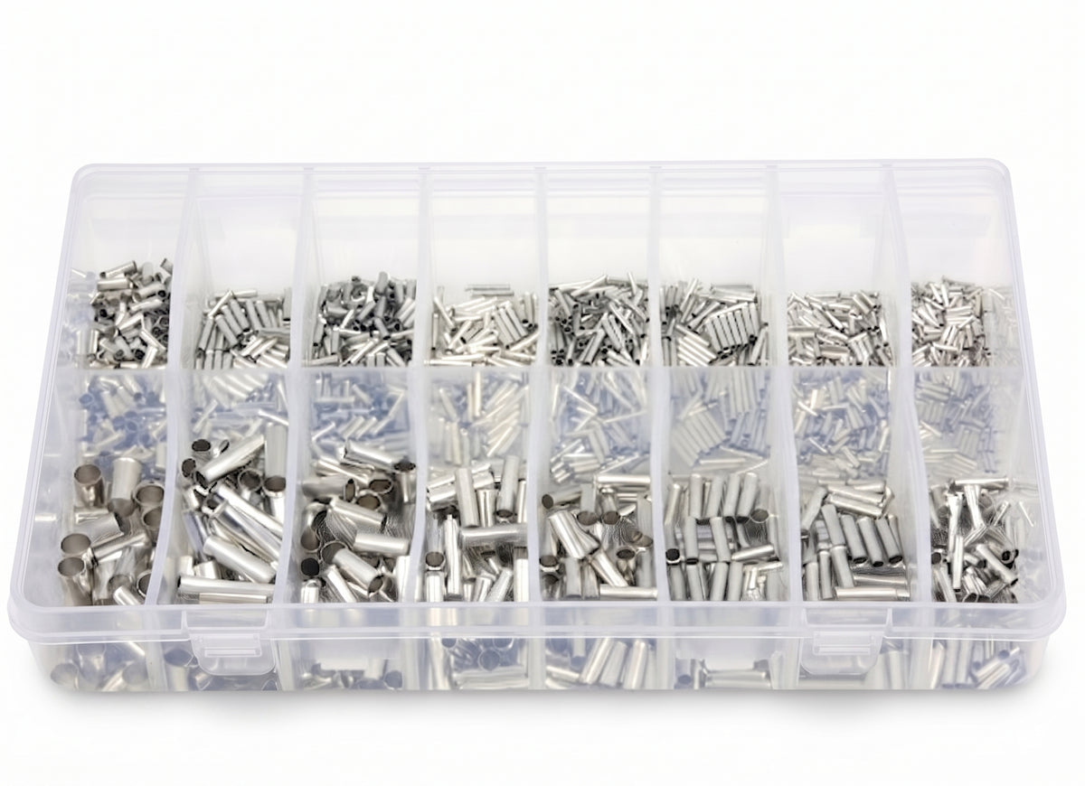 1725pc Assorted Uninsulated Bootlace Ferrules Box - 0.5mm² to 16mm²
