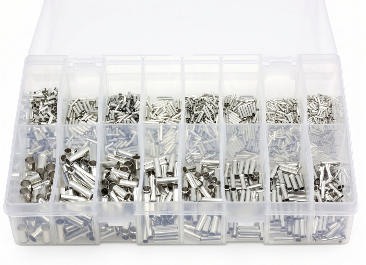 1725pc Assorted Uninsulated Bootlace Ferrules Box - 0.5mm² to 16mm²