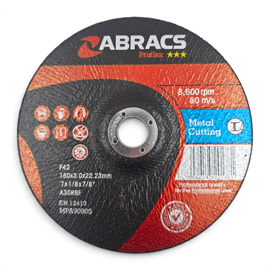 180mm x 3mm Metal Cutting Disc (7") — Abracs Depressed Centre
