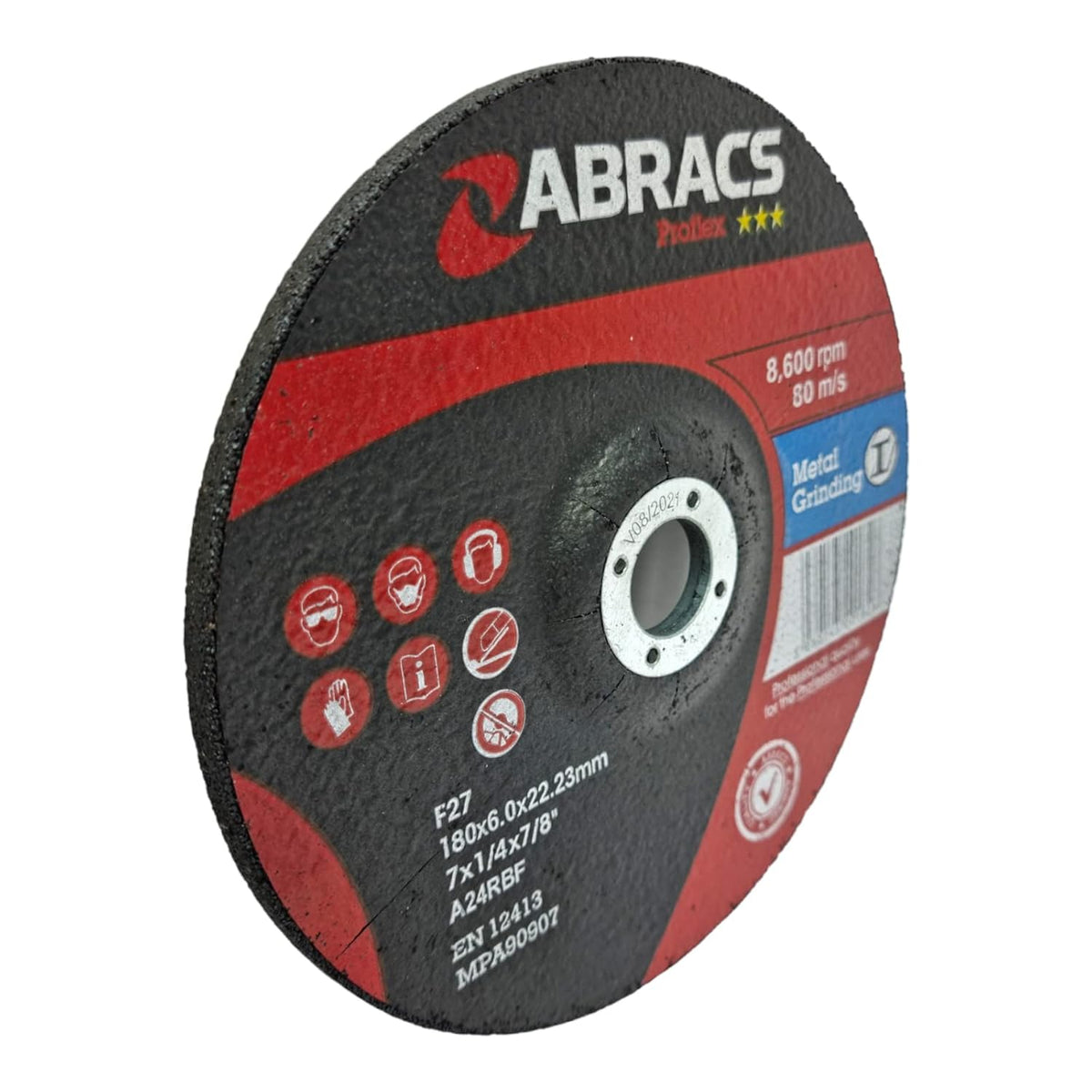180mm x 6mm Metal Grinding Disc (7") - Abracs Proflex DPC