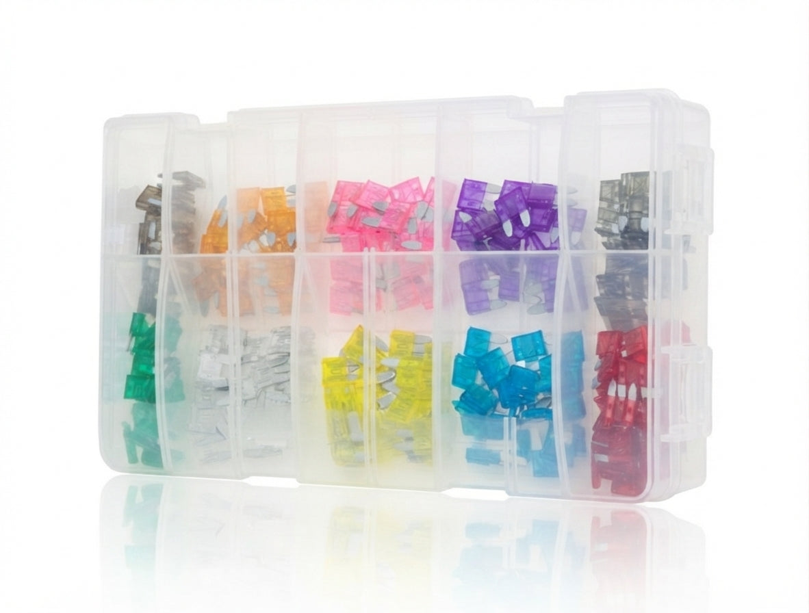 200pc Assorted Mini Blade Fuse Box - 2A to 30A