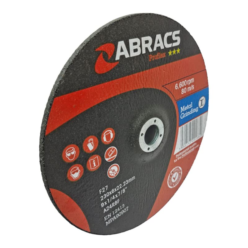 230mm x 6mm Metal Grinding Disc (9") - Abracs Proflex DPC