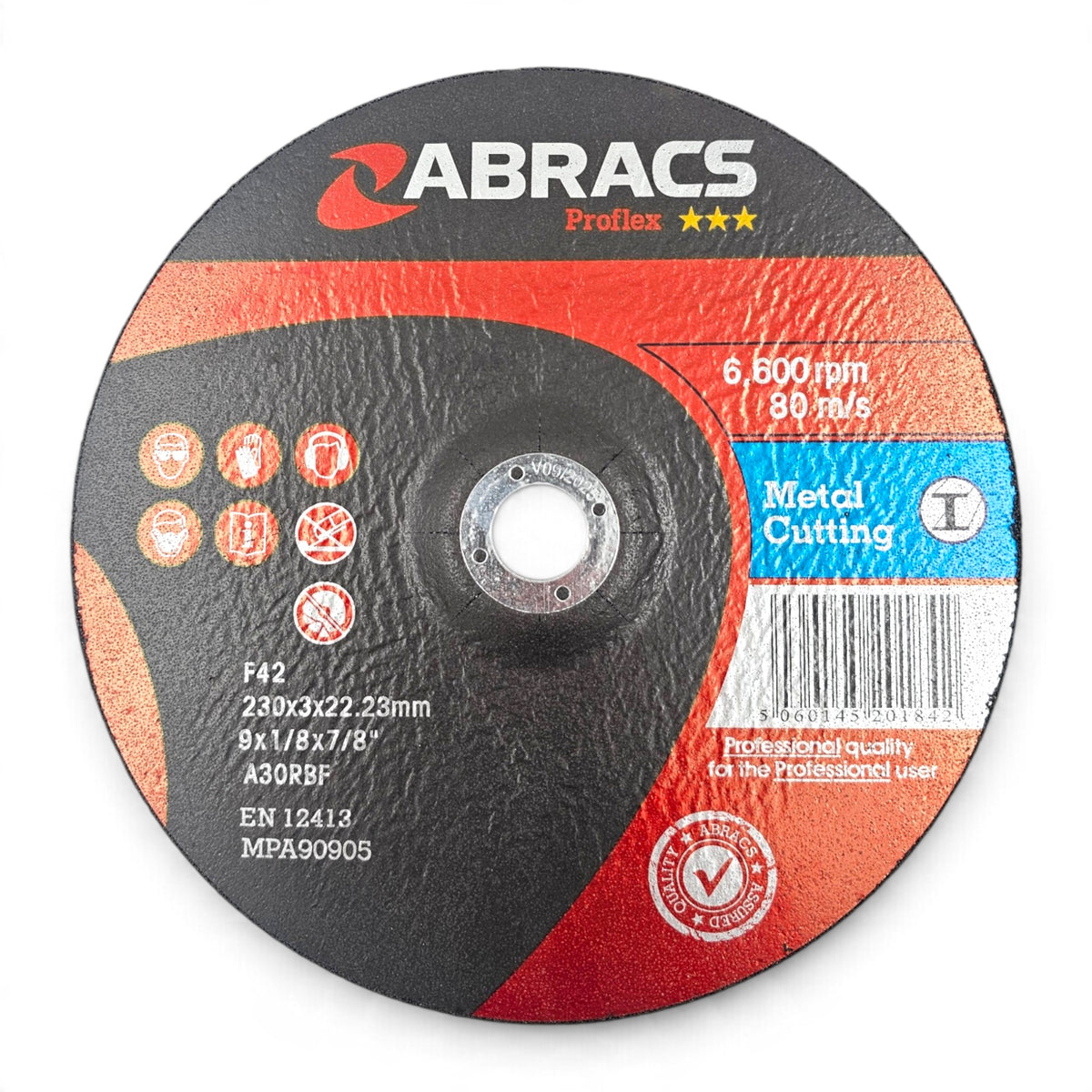 230mm x 3mm Metal Cutting Disc (9") — Abracs Depressed Centre