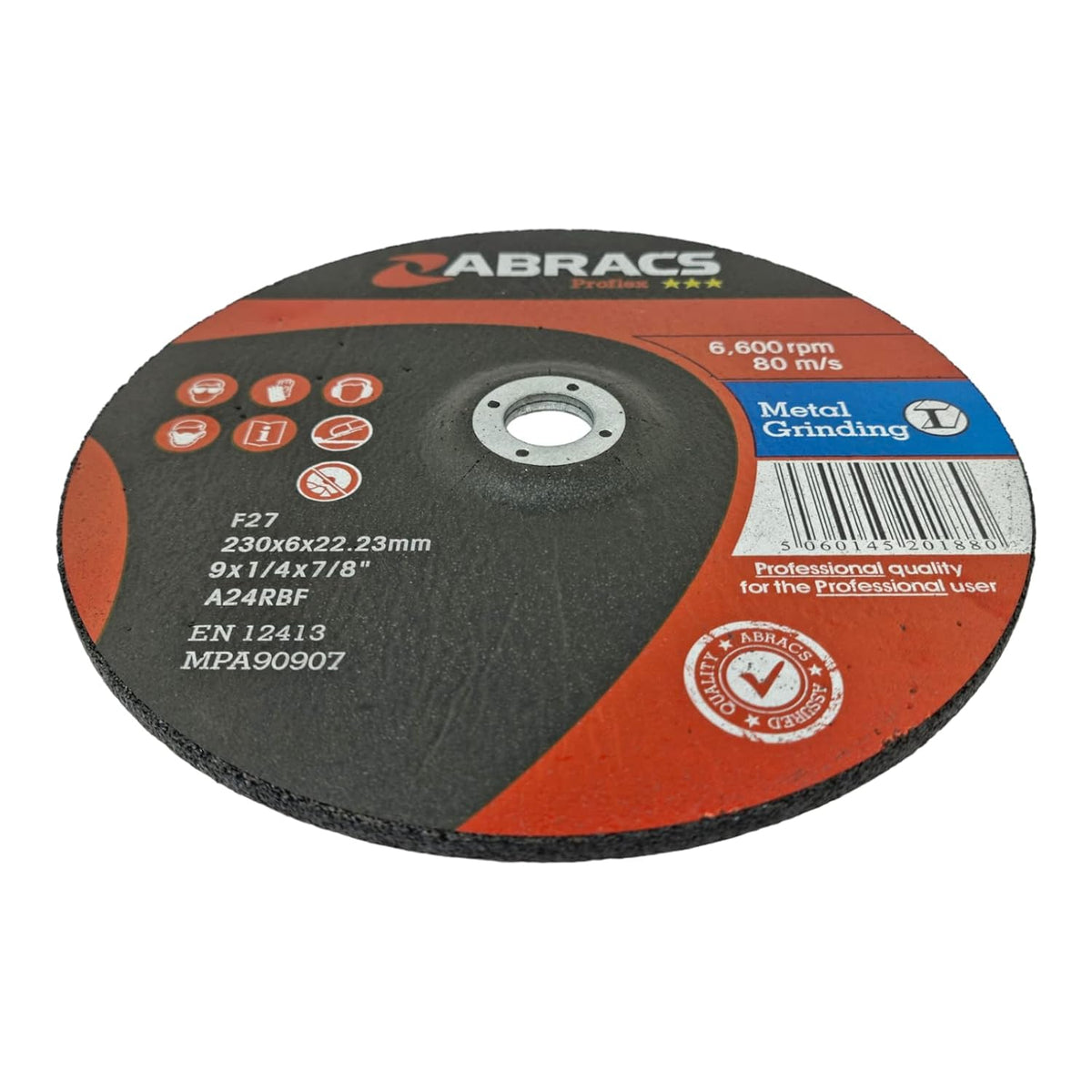 230mm x 6mm Metal Grinding Disc (9") - Abracs Proflex DPC