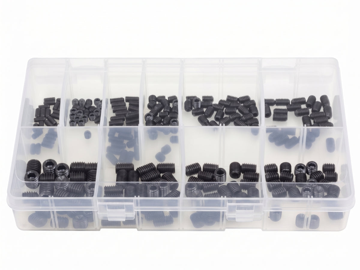 250pc Assorted Grub Screws Box - Socket Set Screws, M4 to M10
