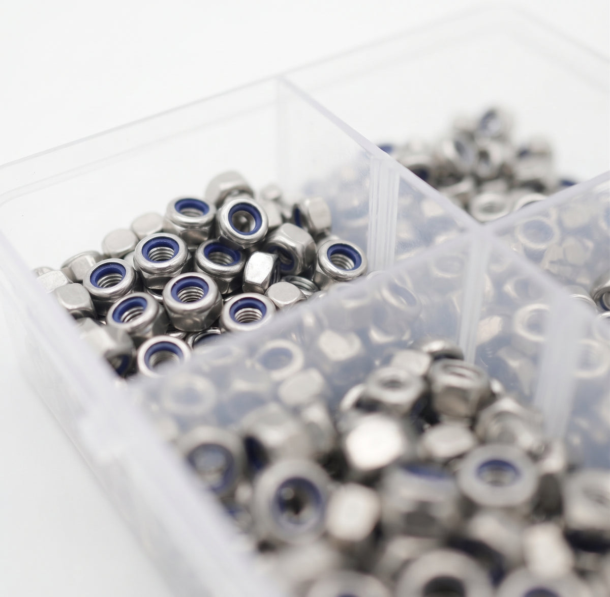250pc Assorted A2 Stainless Nyloc Nuts Box - M5 to M10, DIN 985