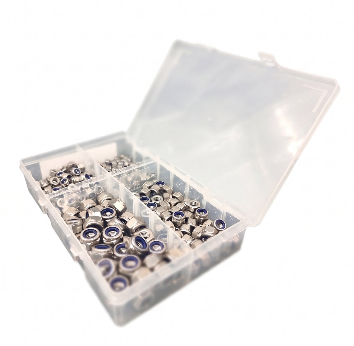 250pc Assorted A2 Stainless Nyloc Nuts Box - M5 to M10, DIN 985
