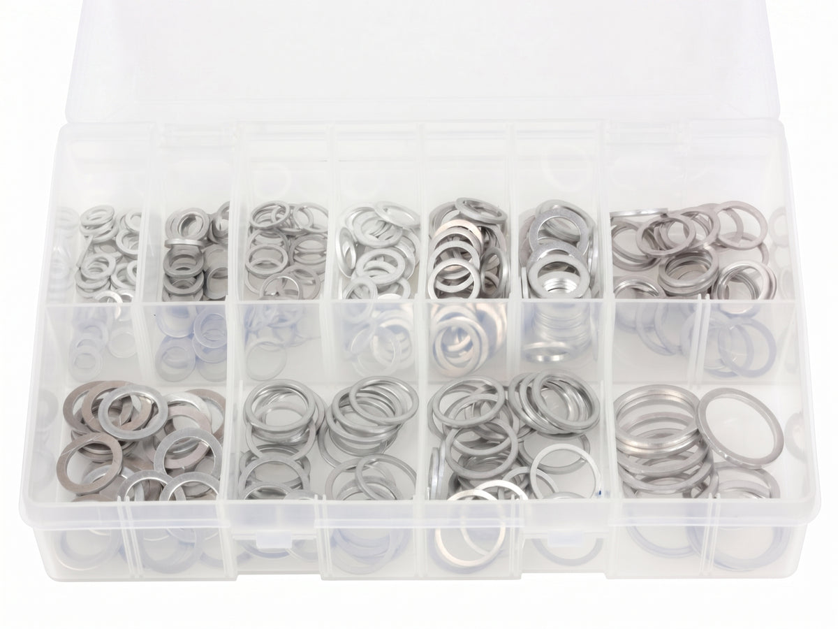 260pc Assorted Aluminium Sealing Washers Box - M6 to M22
