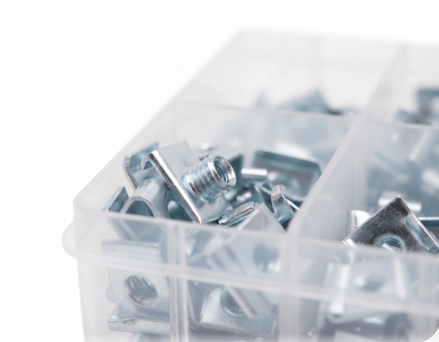 300Pcs Assorted Speed / Spire Fasteners U-Clips Box – Sizes No.6 to No.14 ZP | Partitioned Storage Case