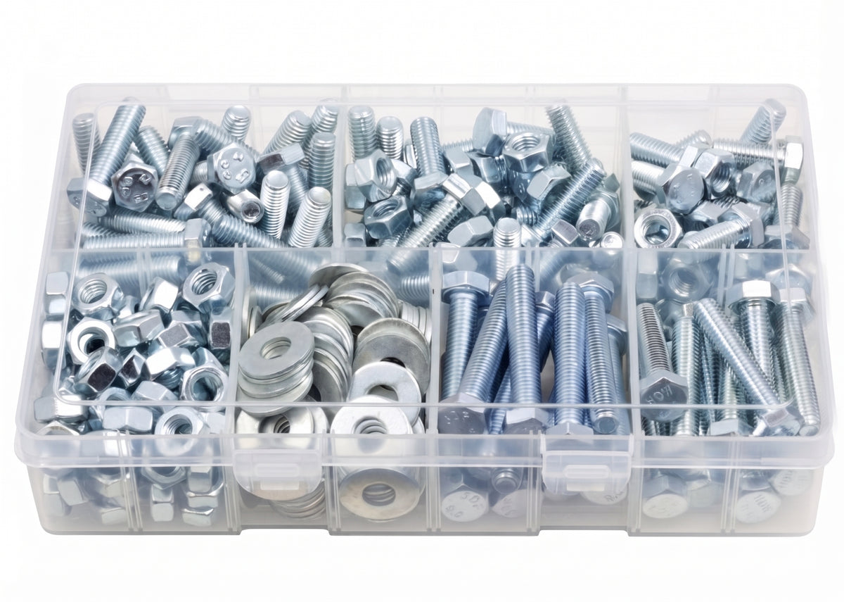 310pc M8 Hardware Assorted Box - Setscrews, Nuts & Washers