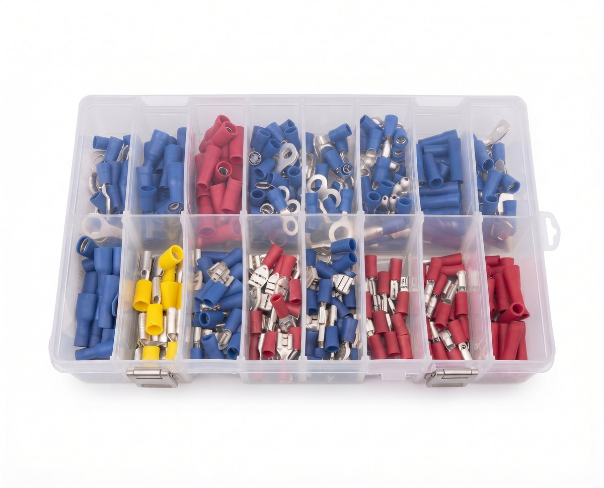 365pc Assorted Electrical Terminals Box - Spade, Ring, Bullet & Butt