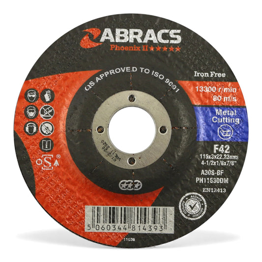 Abracs 3mm Metal Cutting Discs – 100mm to 230mm | Angle Grinder Discs for Steel