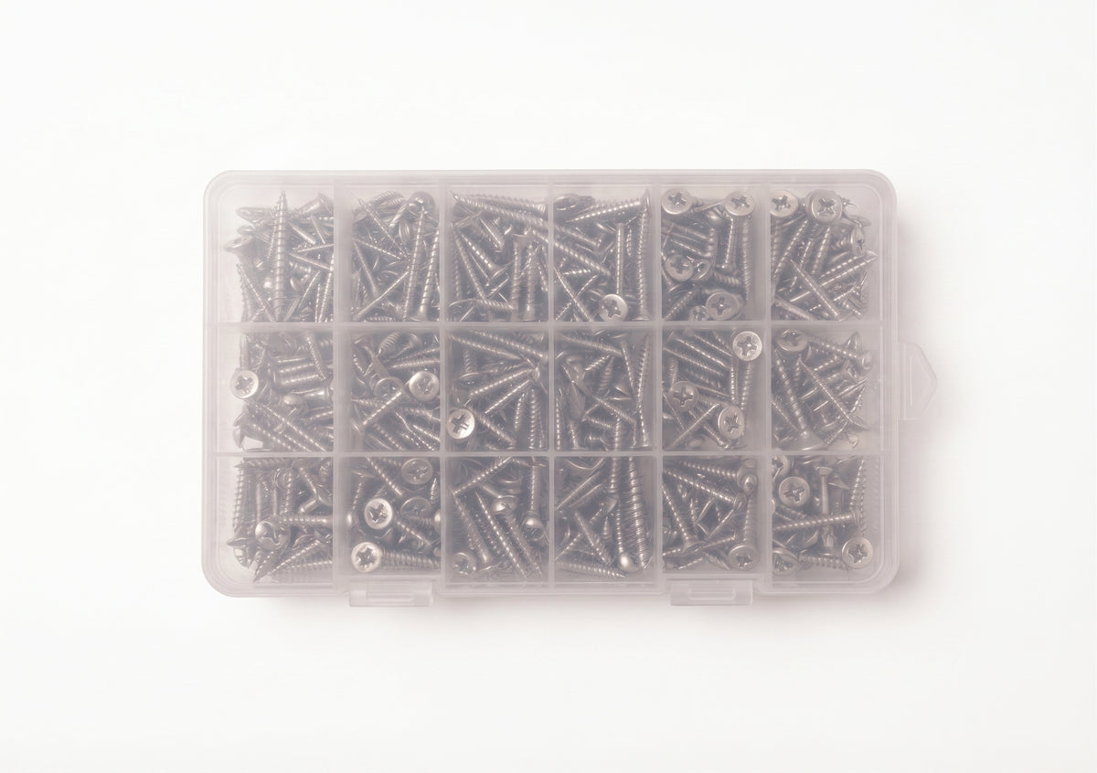 450pc Assorted A2 Stainless Self Tapping Screws Box - No 6, 8 & 10