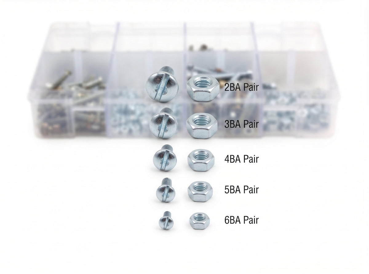 1000pc Assorted BA Screws & Nuts Box - 2BA, 4BA & 6BA